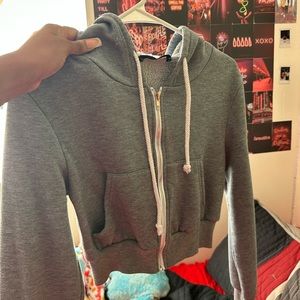 Cropped zip up hoodie